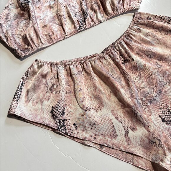 La Senza Two Piece Satin Sleep Set Pink Snake Print Size Medium - Picture 3 of 9